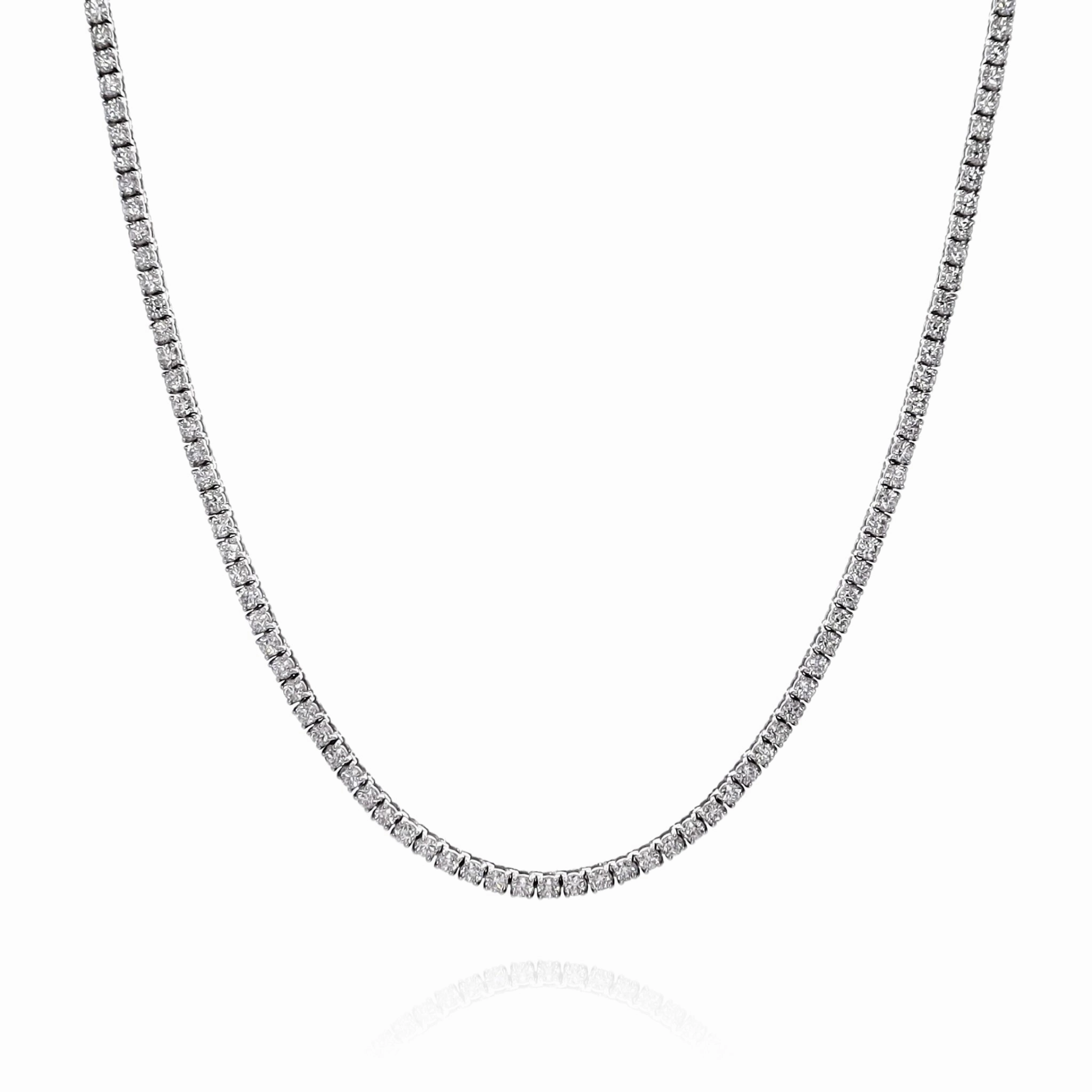 14k White Gold 17" Straight 173 Diamond Tennis Necklace