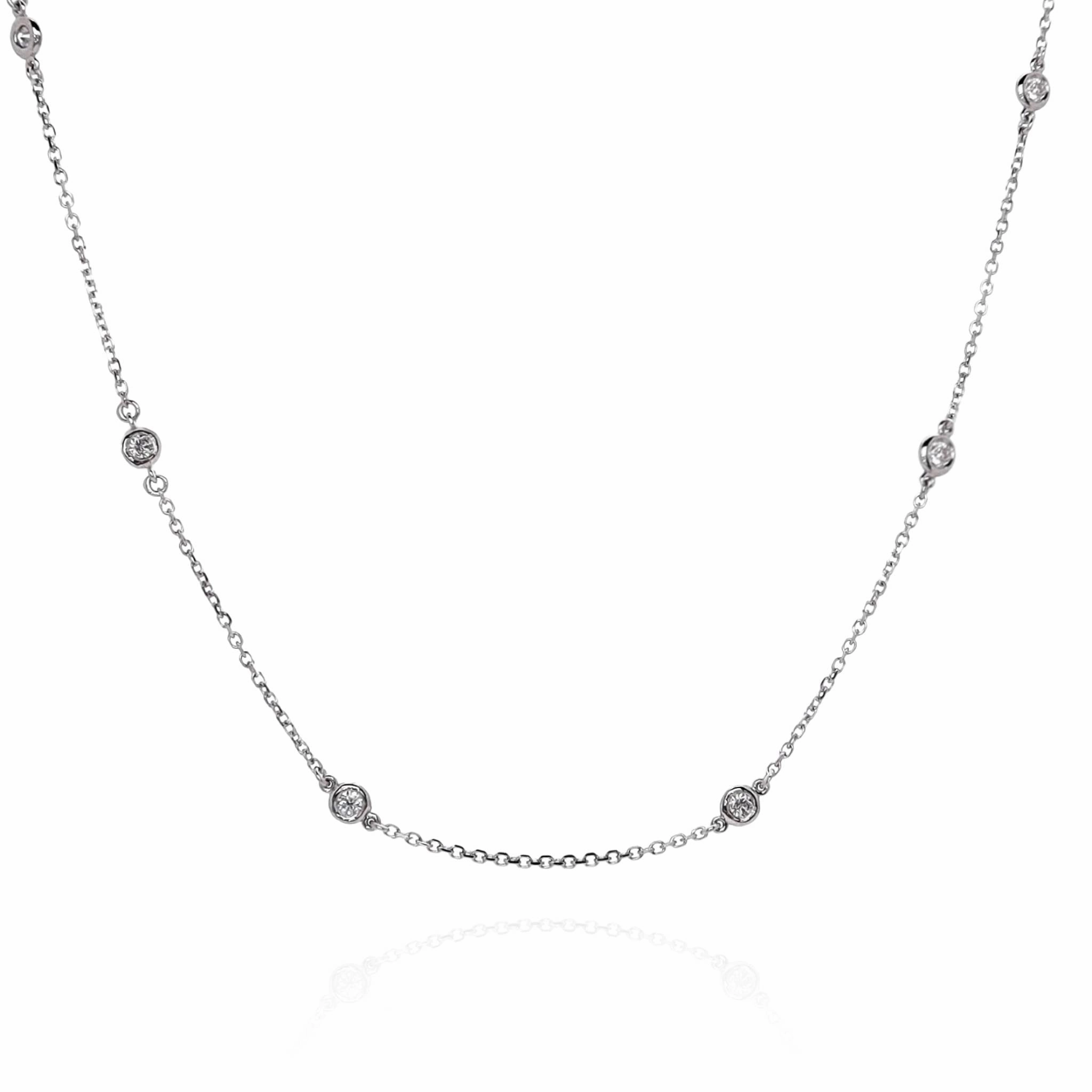 14k White Gold 18" Diamonds By The Yard Necklace
