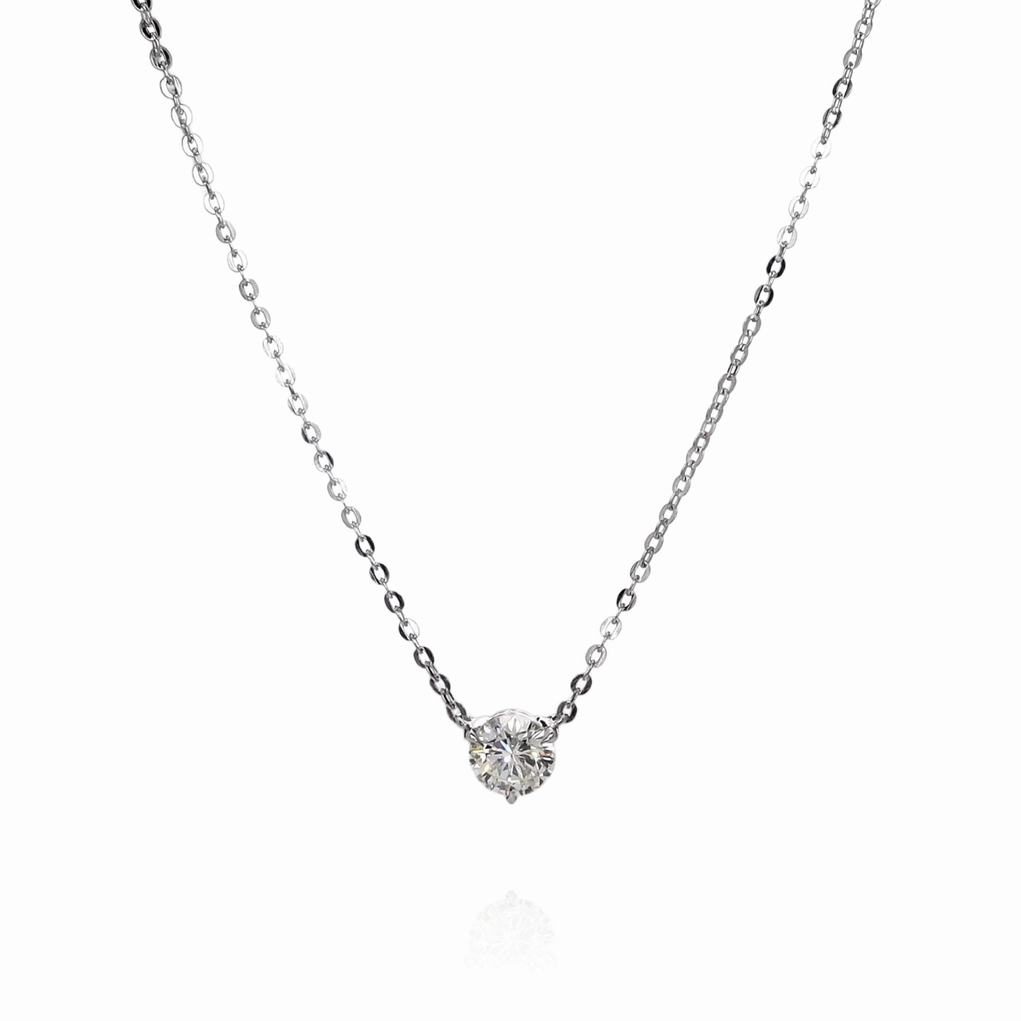 14k White Gold 1.15ct Diamond Solitaire Pendant Necklace