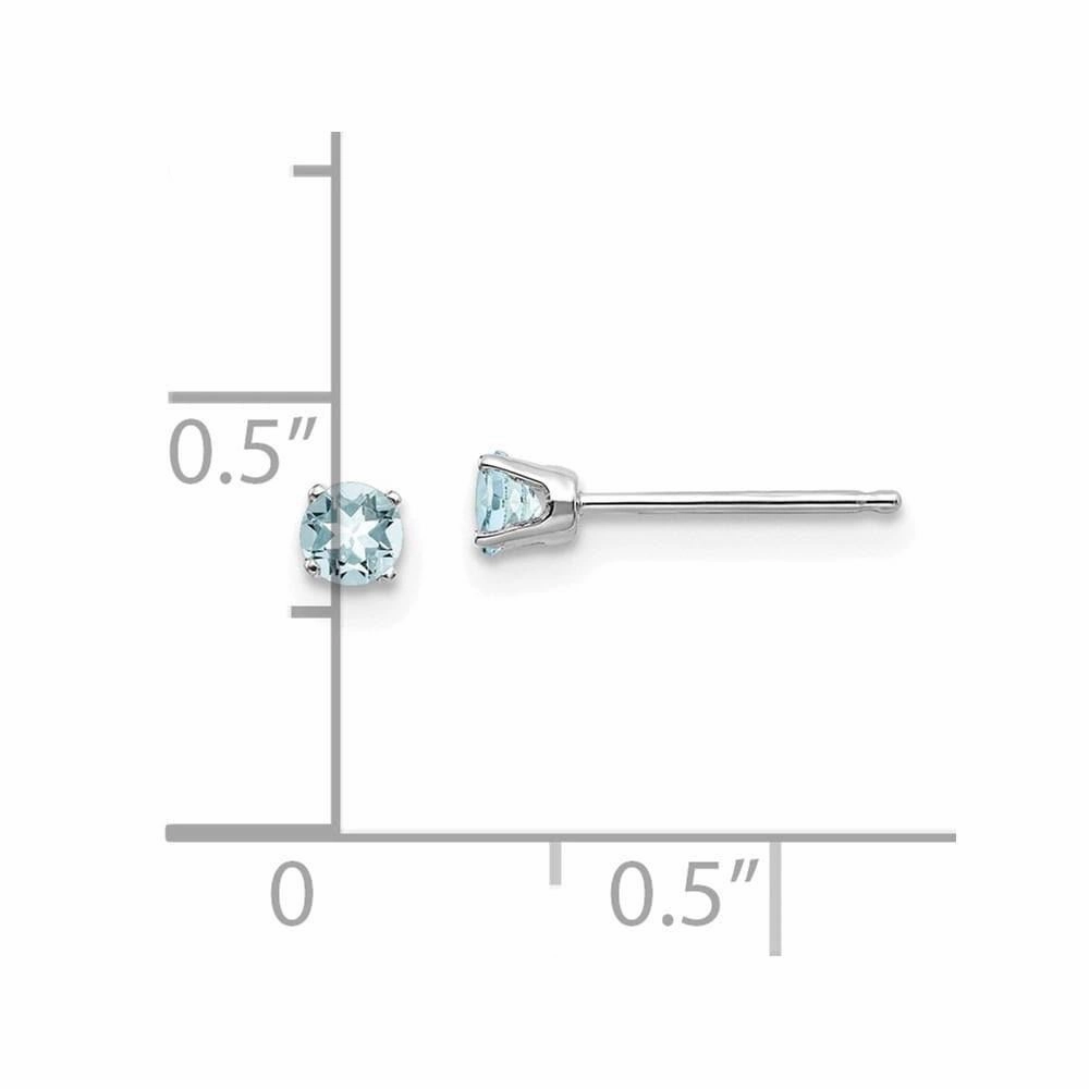 14k White Gold 3mm Aquamarine Stud Earrings