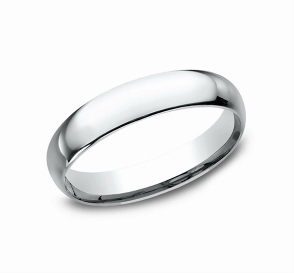 14K White Gold 4mm Super Light Comfort Fit Wedding Band