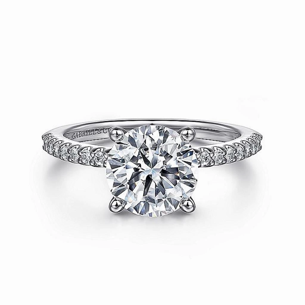 14K White Gold 'Amata' Classic Round Diamond Engagement Ring