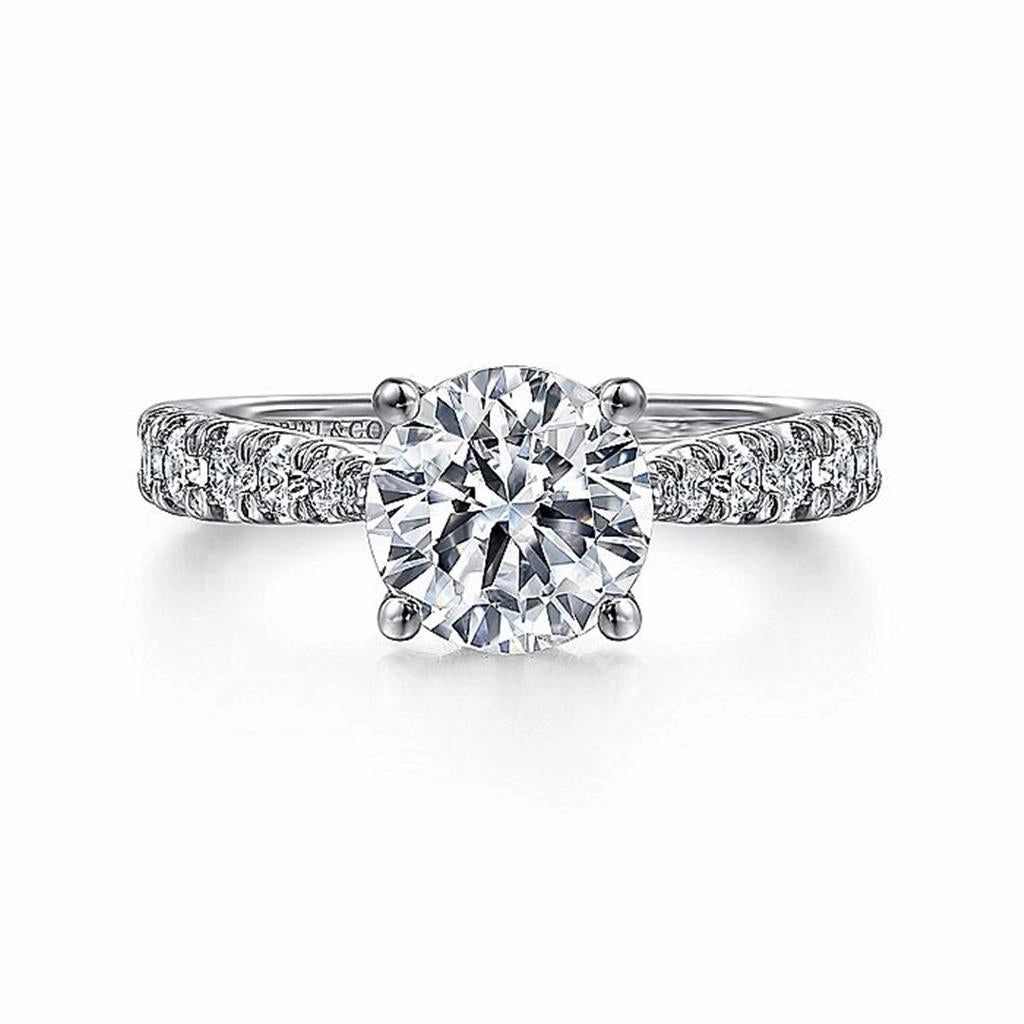 14K White Gold 'Avery' Classic Round Diamond Engagement Ring
