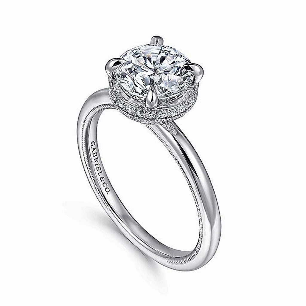 14K White Gold 'Catallina' Round Halo Diamond Engagement Ring