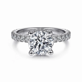 14K White Gold 'Ellis' Hidden Halo Round Diamond Engagement Ring