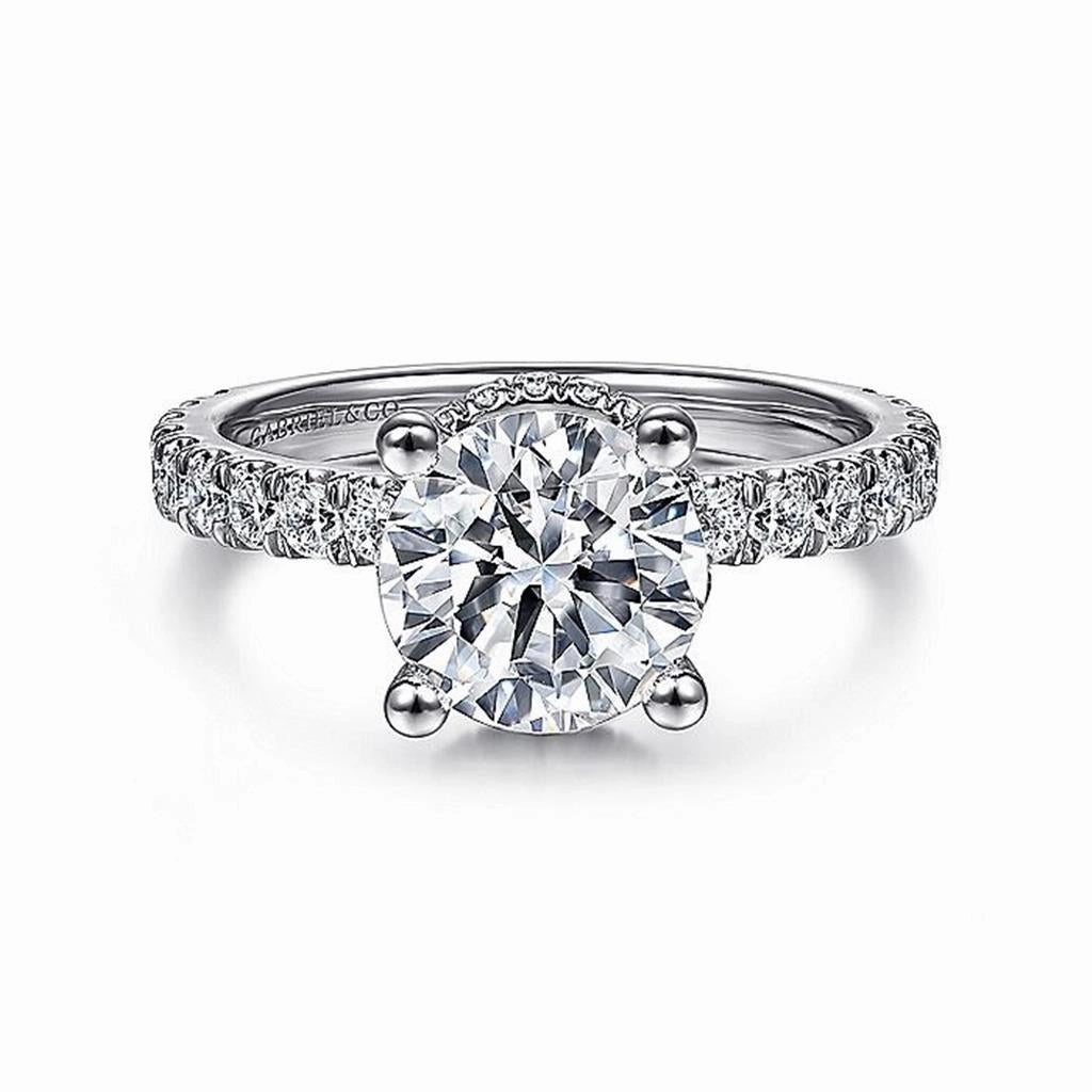 14K White Gold 'Ellis' Hidden Halo Round Diamond Engagement Ring
