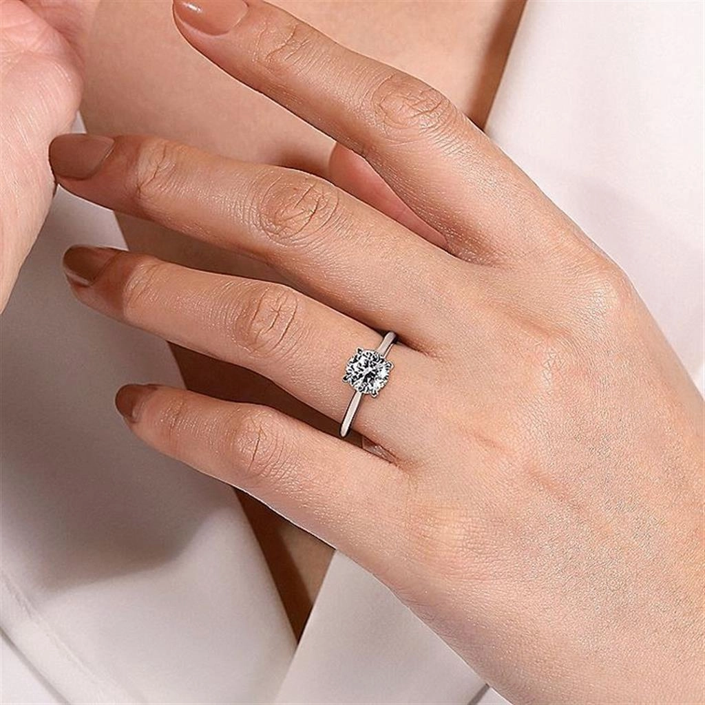 14K White Gold 'Ericka' Hidden Halo Round Diamond Engagement Ring