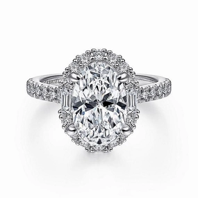 14K White Gold 'Hamilton' Halo Oval Diamond Engagement Ring