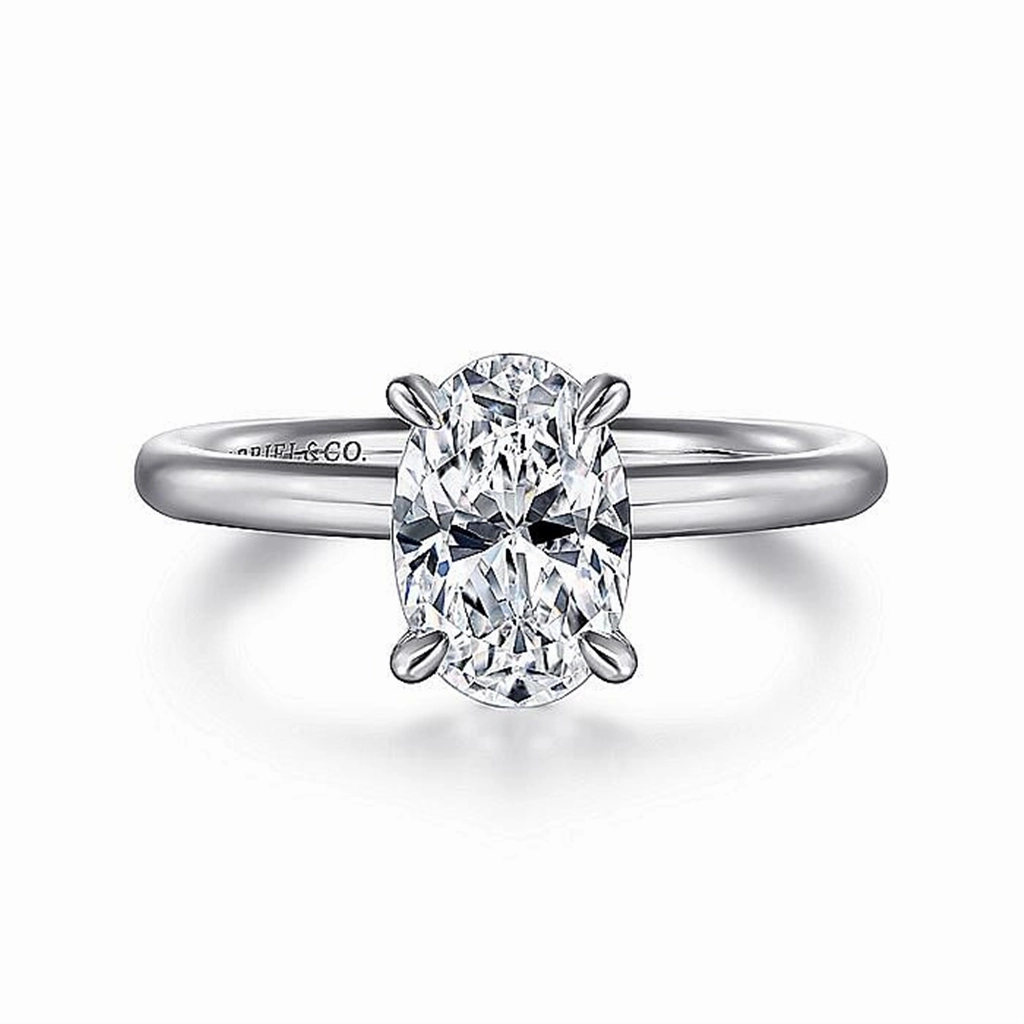 14K White Gold 'Lark' Oval Solitaire Engagement Ring