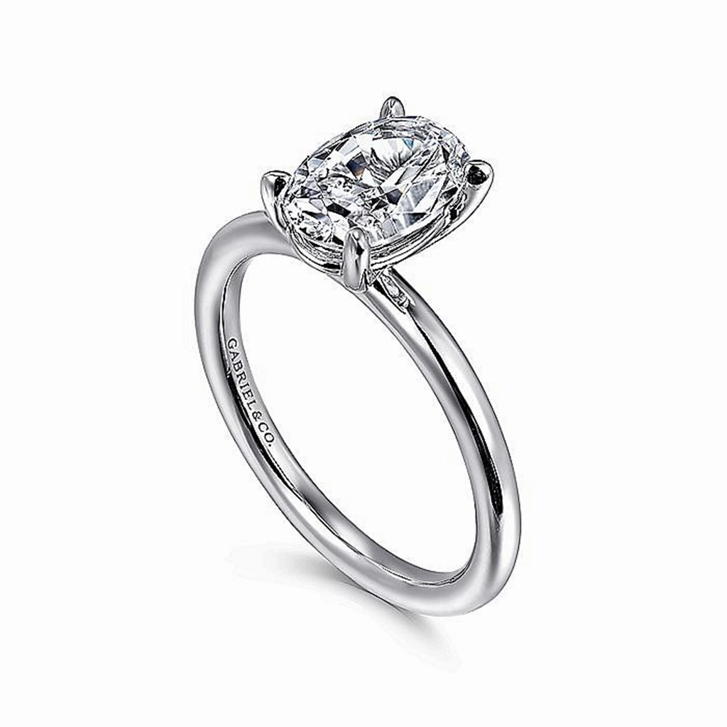 14K White Gold 'Lark' Oval Solitaire Engagement Ring