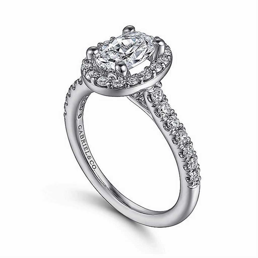 14K White Gold 'Lyla' Halo Oval Diamond Engagement Ring