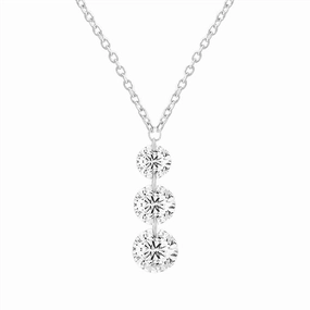 14K White Gold 'Naked Diamonds' Triple Drop Necklace