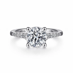 14K White Gold 'Reed' Classic Round Diamond Engagement Ring
