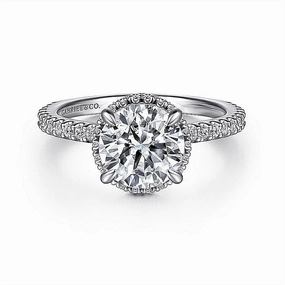 14K White Gold 'Senne' Hidden Halo Round Diamond Engagement Ring