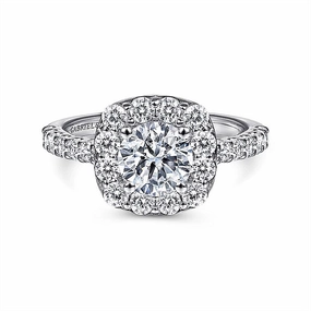 14K White Gold 'Skylar' Halo Cushion Diamond Engagement Ring