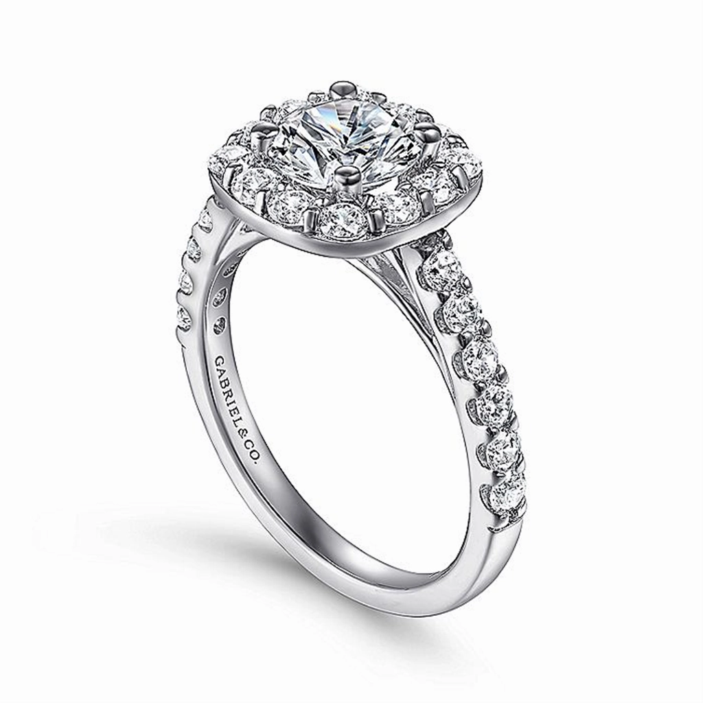14K White Gold 'Skylar' Halo Cushion Diamond Engagement Ring