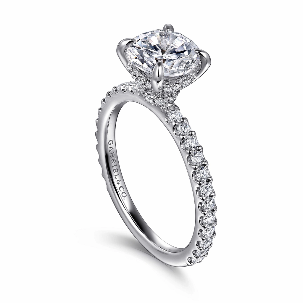 14K White Gold 'Stefie' Hidden Halo Round Diamond Engagement Ring