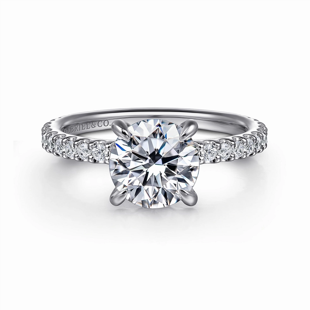 14K White Gold 'Stefie' Hidden Halo Round Diamond Engagement Ring
