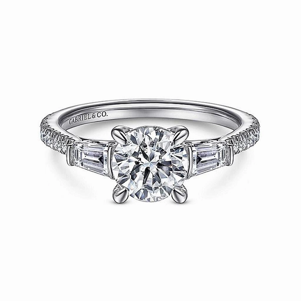 14K White Gold 'Tierra' Three Stone Diamond Engagement Ring