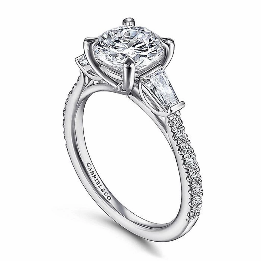 14K White Gold 'Tierra' Three Stone Diamond Engagement Ring