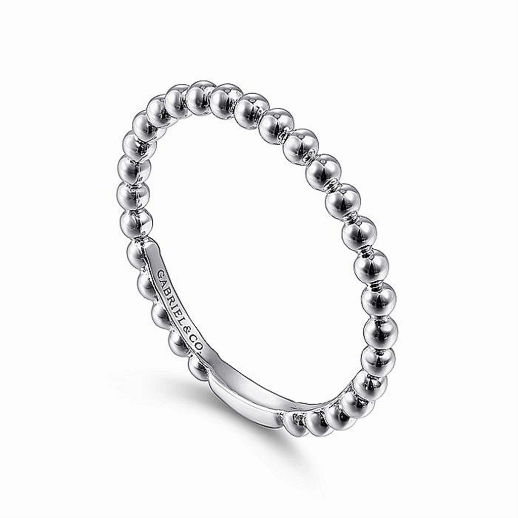 14K White Gold Bujukan Beaded Stackable Ring