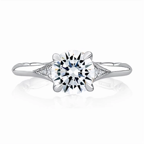 14K White Gold Classic Milgrain Diamond Engagement Ring