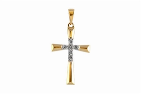 14K White Gold Cross Diamond Pendant