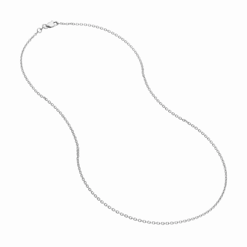 14k White Gold Diamond-Cut 1.5mm Cable Chain
