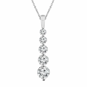 14K White Gold Diamond Drop Pendant Necklace