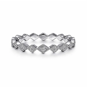 14K White Gold Geometric Diamond Stackable Ring