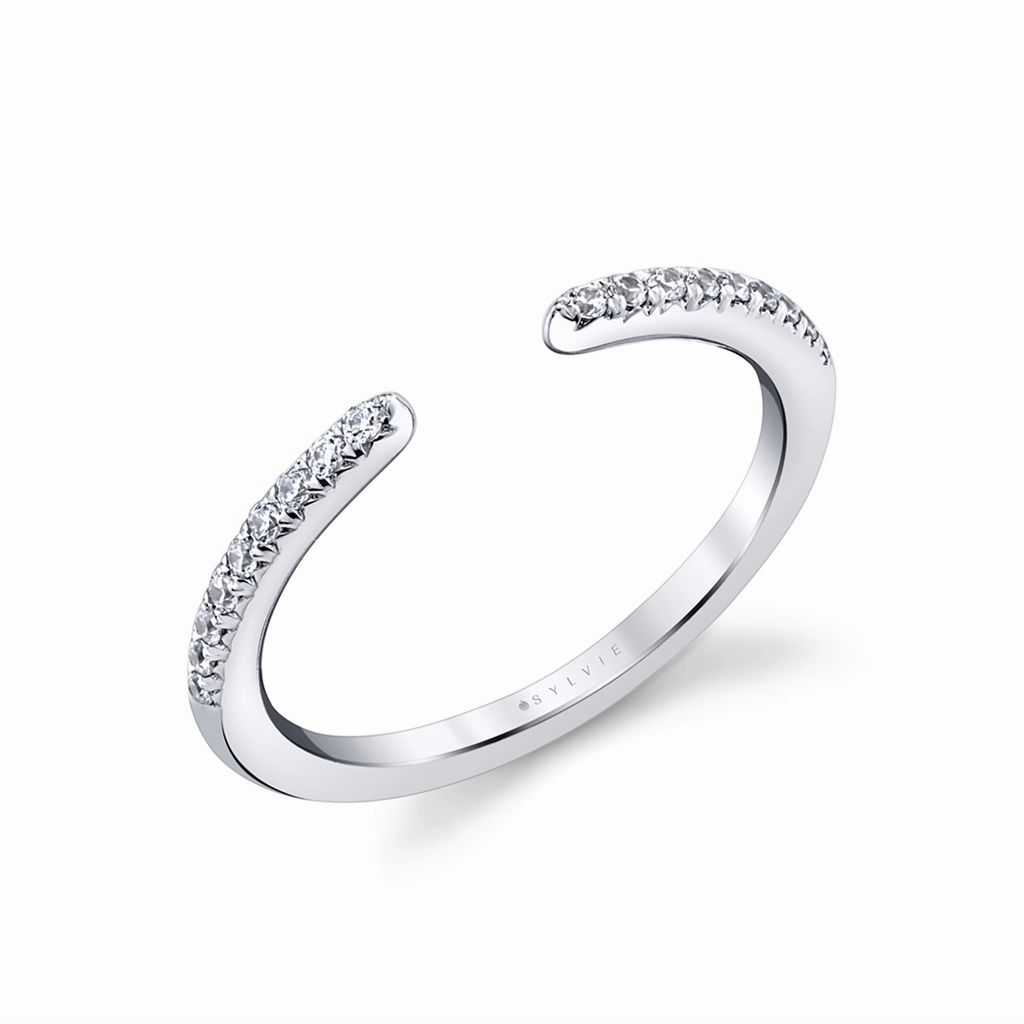 14K White Gold Open Diamond Band