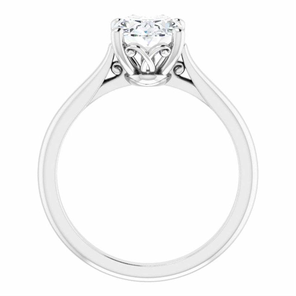 14K White Gold Oval Center Solitaire Engagement Ring