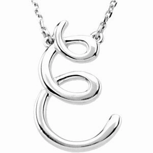 14K White Script Initial A 16" Necklace