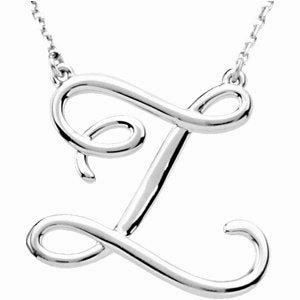 14K White Script Initial A 16" Necklace