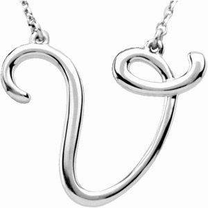 14K White Script Initial A 16" Necklace
