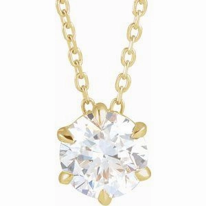 14K Yellow 1/4 CT Lab-Grown Diamond Solitaire 16-18" Necklace