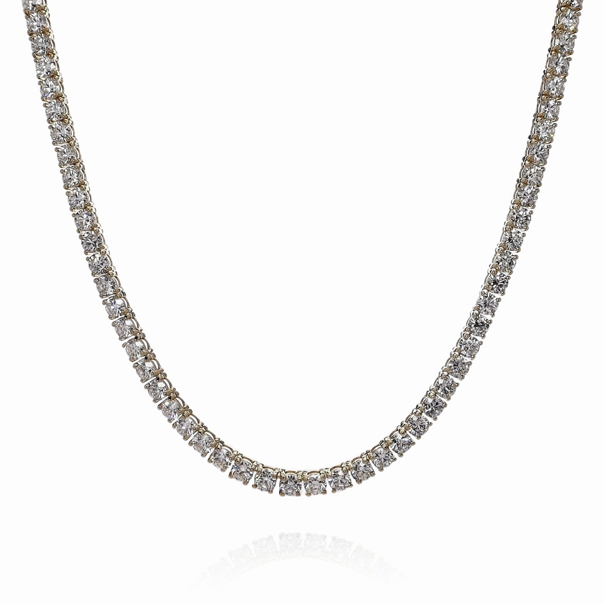 14k Yellow Gold 20.61ct Single Prong Diamond Tennis Necklace
