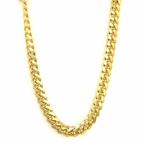 14K Yellow Gold 6.0mm Solid Miami Cuban Chain Necklace