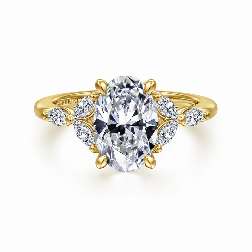 14K Yellow Gold 'Adella' Split Shank Diamond Engagement Ring