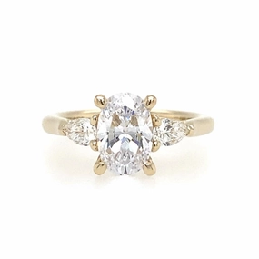 14K Yellow Gold 'Sunday' Three Stone Oval Diamond Engagement Ring
