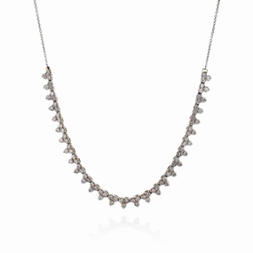 14k Yellow Gold Adjustable 16/18" Tri-Cluster Diamond Necklace