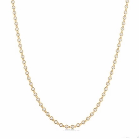 14K Yellow Gold Bezel Set Diamond Tennis Necklace