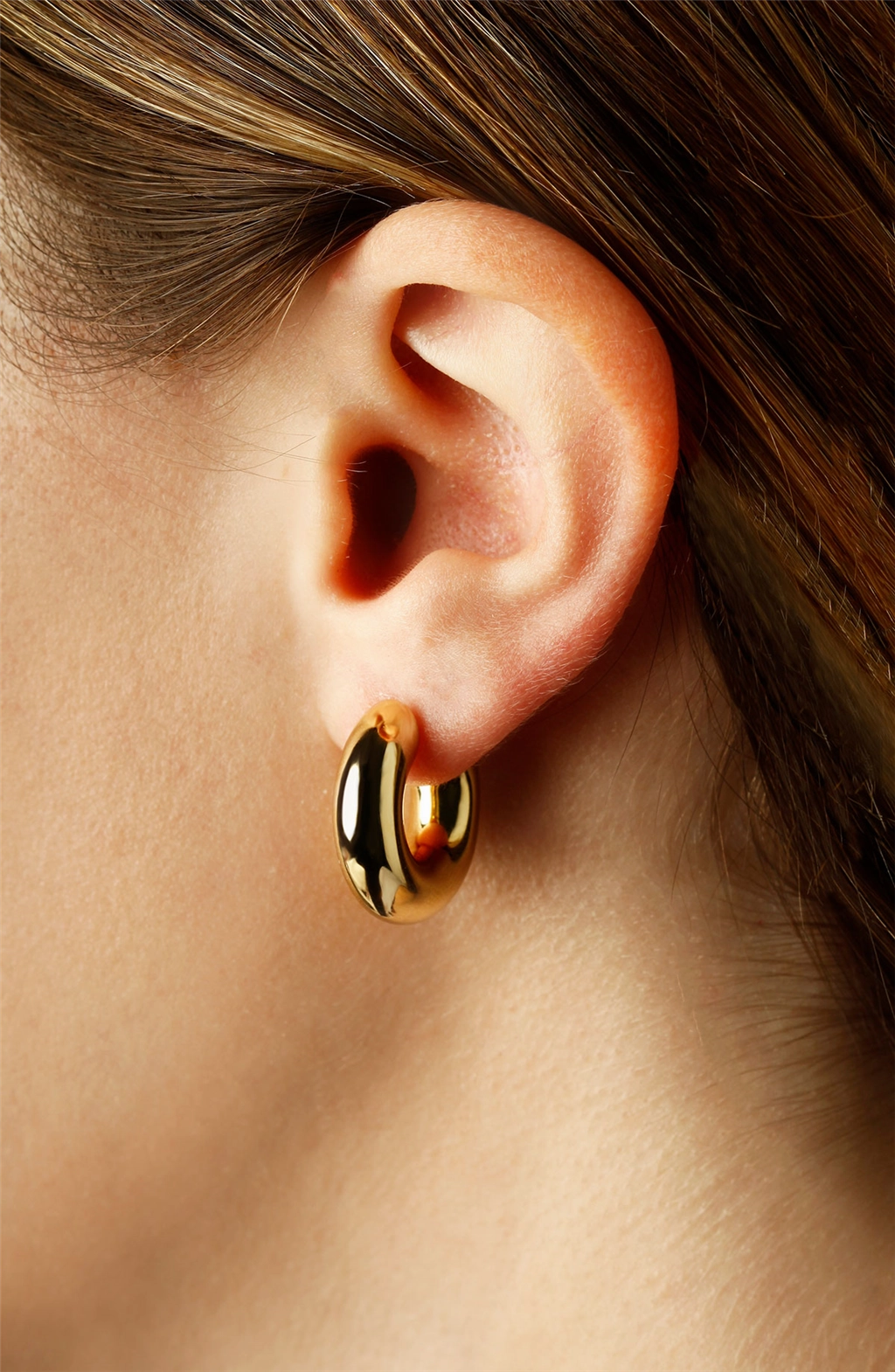 14K Yellow Gold Chubby Hoop Earrings