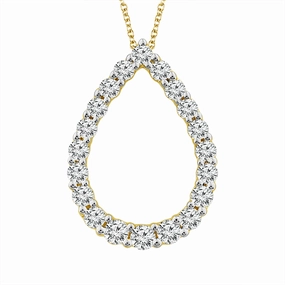 14K Yellow Gold Diamond Pear Pendant Necklace