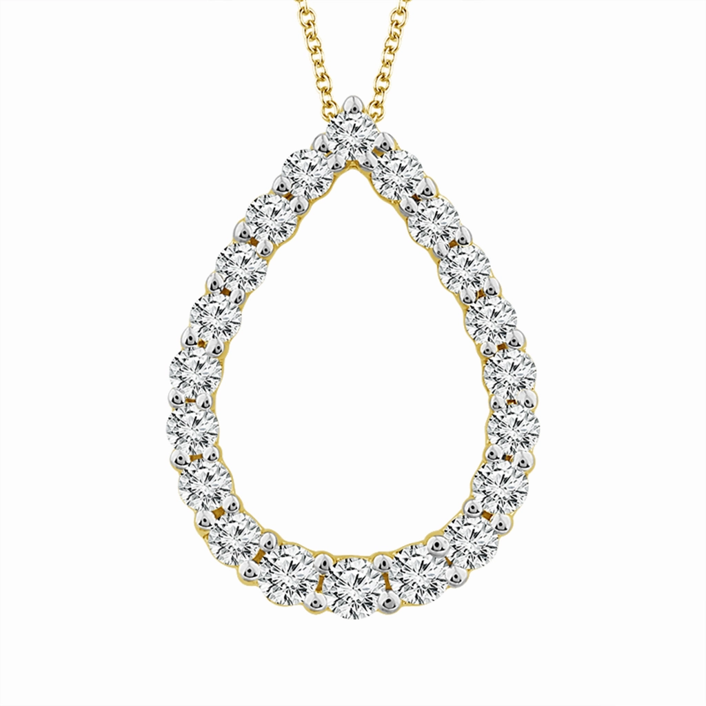 14K Yellow Gold Diamond Pear Pendant Necklace