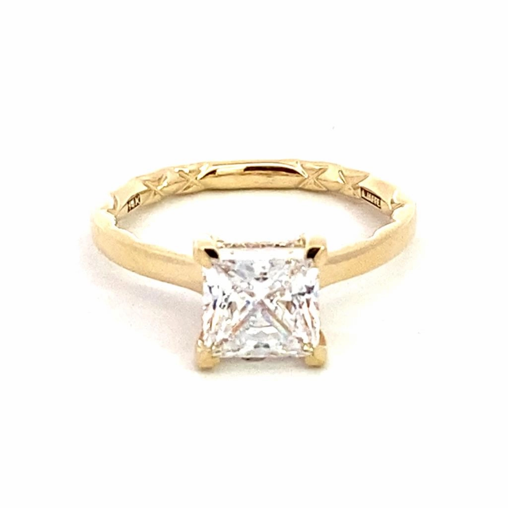 14K Yellow Gold Hidden Halo Princess Diamond Engagement Ring