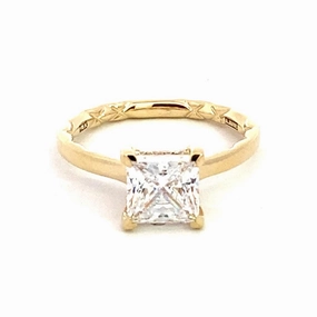 14K Yellow Gold Hidden Halo Princess Diamond Engagement Ring