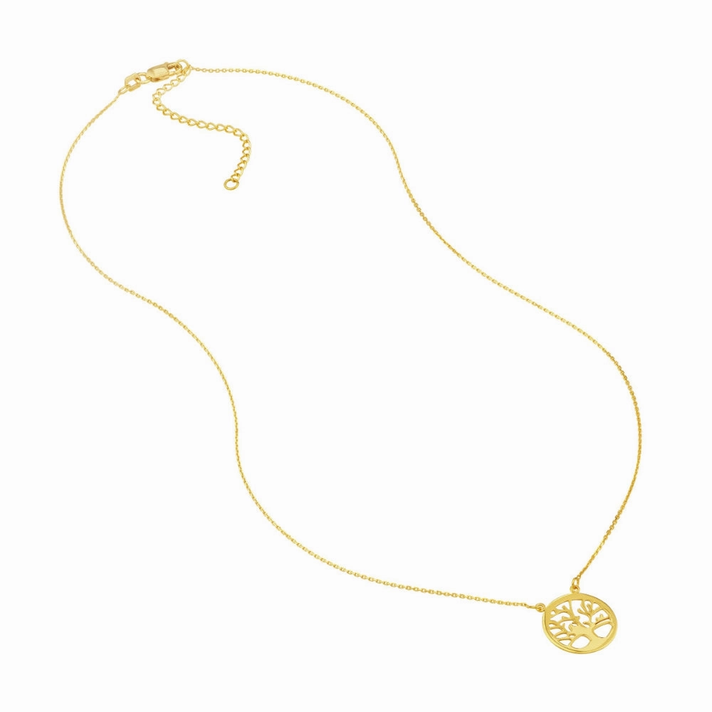 14k Yellow Gold Tree of Life Necklace 18"
