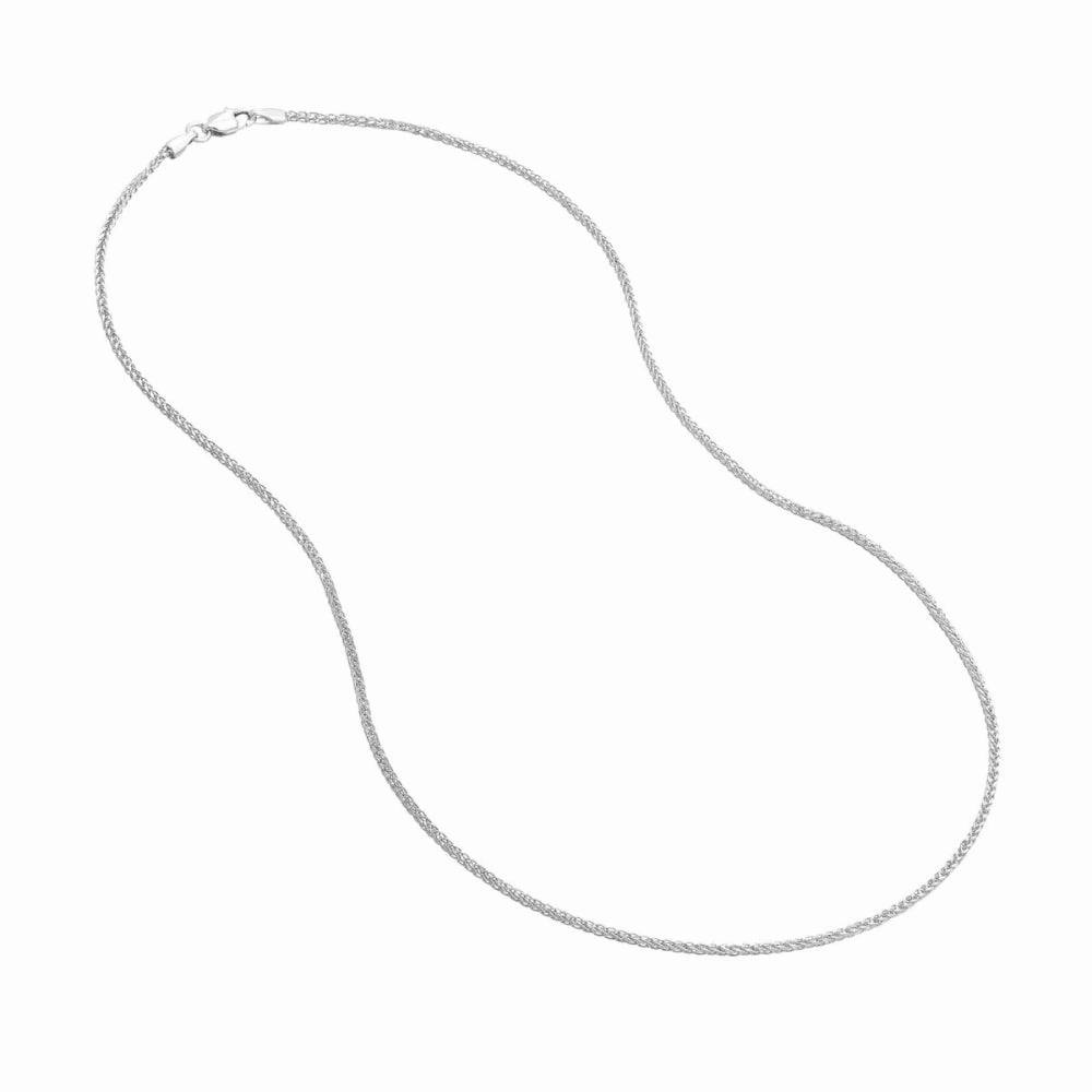 14kt White Gold 1.25mm Wheat Chain, 18"