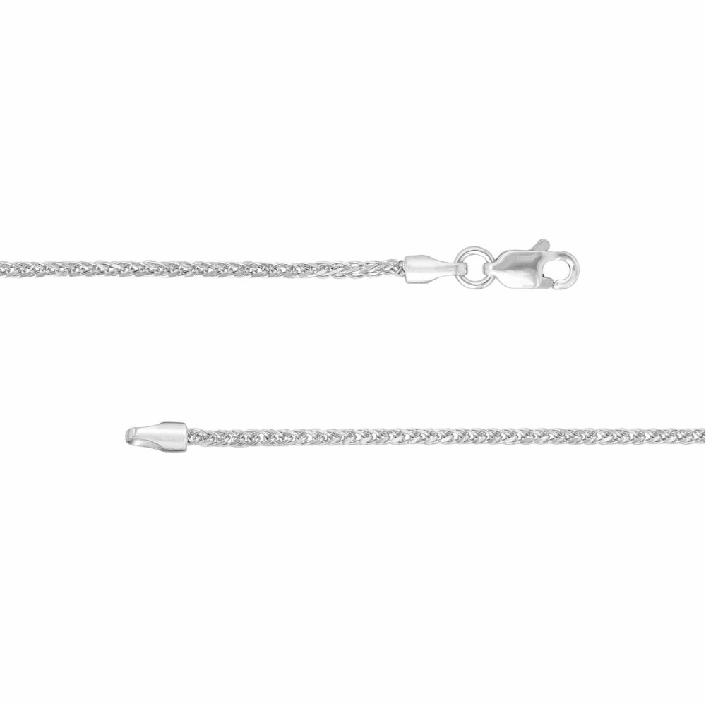 14kt White Gold 1.25mm Wheat Chain, 18"